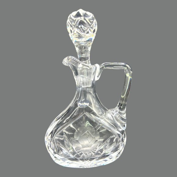 Antique Crystal Oil & Vinegar Bottle With Rose Pattern Engravings - Picture 7 of 13